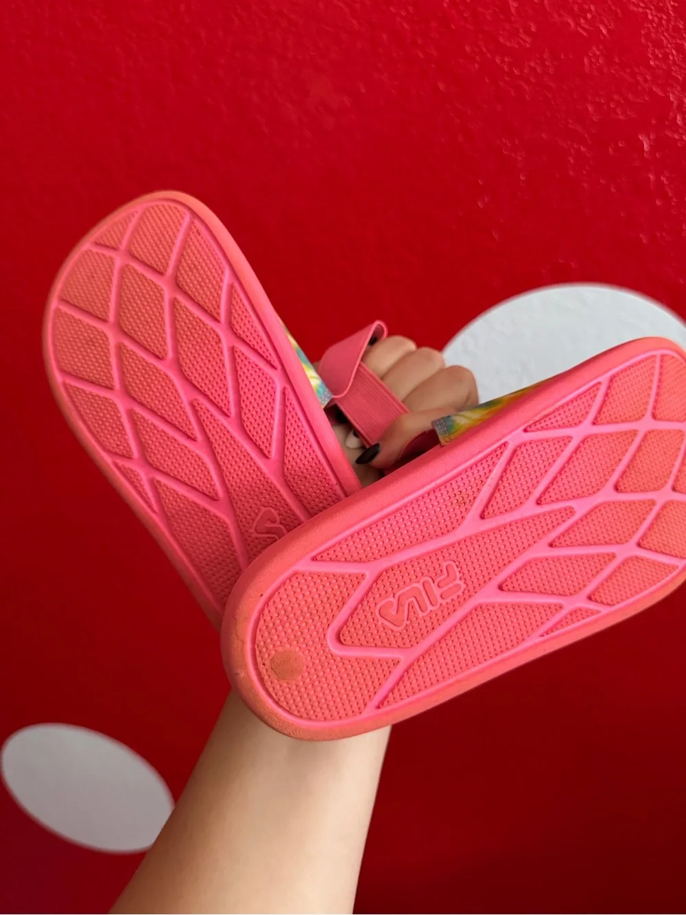 Fila Kids Pink Tie-Dye Strap Slide Sandals